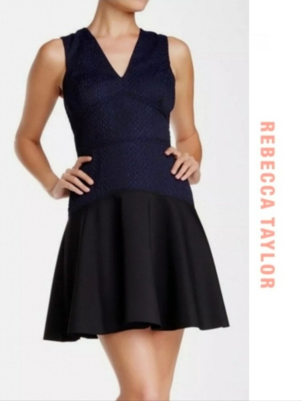 {Rebecca Taylor} Navy Black Snakeskin Dress Size 2